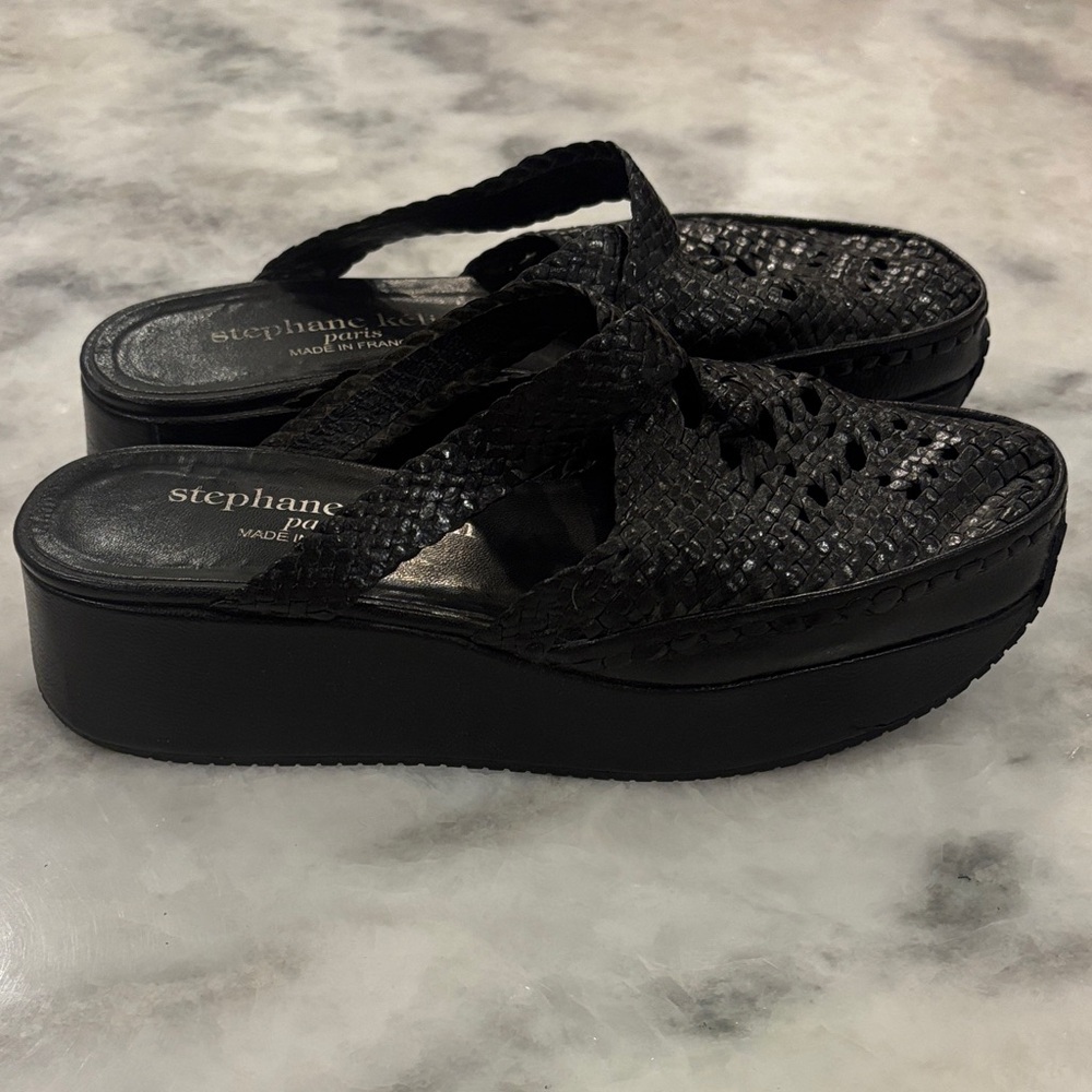 Stephane Kelian Black Platform Sandals - Picture 1 of 6